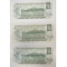 CANADA 1973 . 3 x ONE 1 DOLLAR BANKNOTES . LAWSON / BOUEY